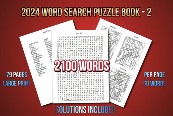 2024 Word Search Puzzle Book 2 Graphic KDP Interiors By royalerink