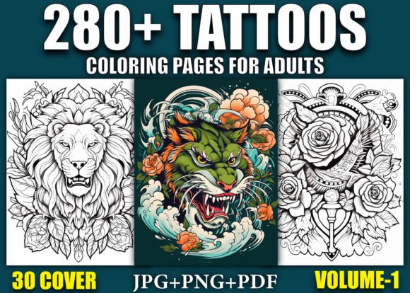 280+ Tattoos Coloring Pages for Adults Graphic Coloring Pages & Books Adults By Ochiya Store