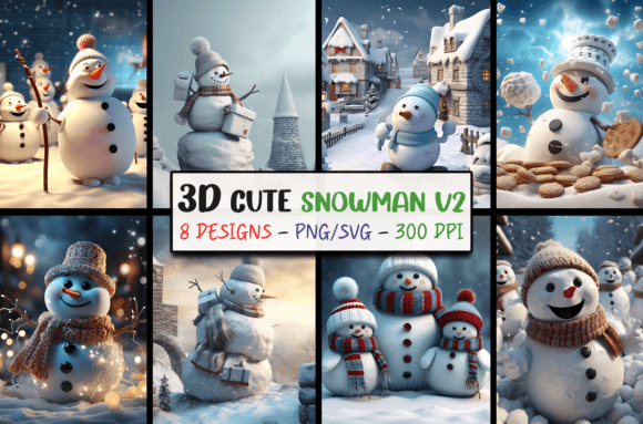 3D Christmas Backgrounds Snowman SVG V02 Graphic Backgrounds By Hiago Moreira