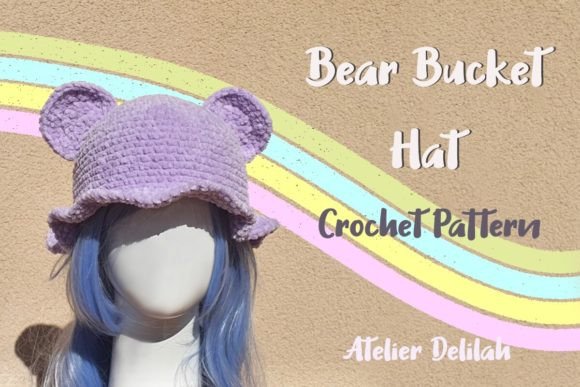 Bear Bucket Hat for Kids Crochet Pattern Gráfico Padrões de Crochê Por atelierdelilah