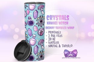 Blue Kawaii Witch - 20oz Tumbler Wrap Graphic Crafts By Sonch's Curiosities 1