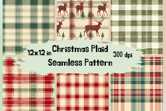 Christmas Plaid Digital Paper Graphic Patterns By NastyArts