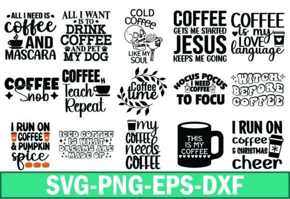 Coffee Quotes SVG Bundle Gráfico Manualidades Por Sapphire Art Mart