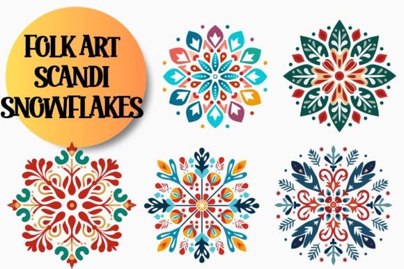 Folk Art Scandi Snowflakes Graphic Illustrations By Pattern Whimsy