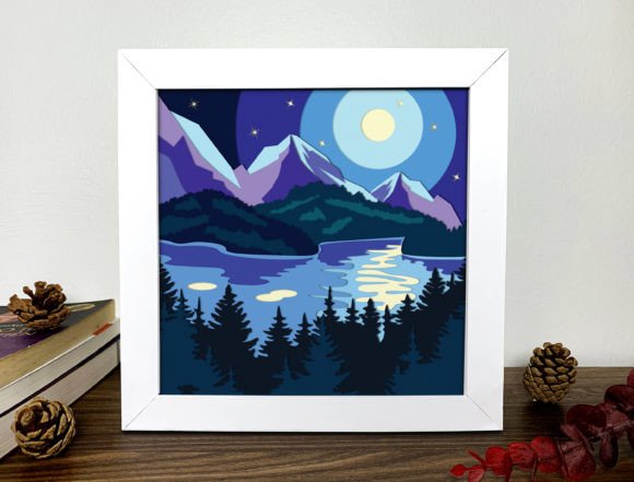 Night in the Forest Shadow Box Svg Graphic 3D Shadow Box By Alleylightbox