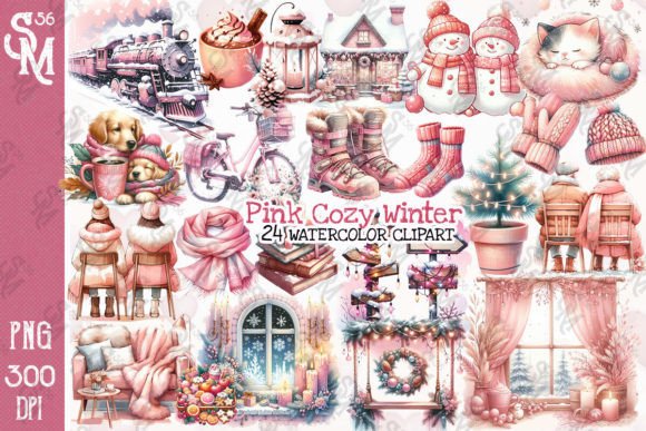 Pink Cozy Winter Sublimation Clipart PNG Illustration Illustrations Imprimables Par StevenMunoz56