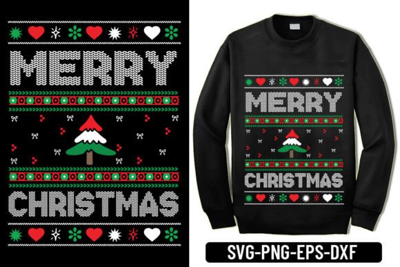 Ugly Sweater - Merry Christmas Grafik T-shirt Designs Von Craft Home