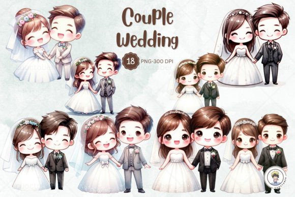 Cute Married Couple Wedding Love Clipart Graphic Illustrations By cuoctober