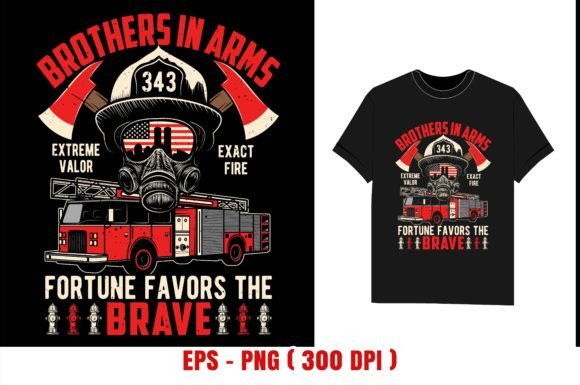 The Brave Firefighter Tshirt Design Graphic T-shirt Designs By shipna2005