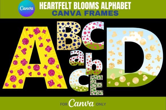 Heartfelt Blooms: Alphabet Canva Frames Graphic Illustrations By ElementDesignAndArt