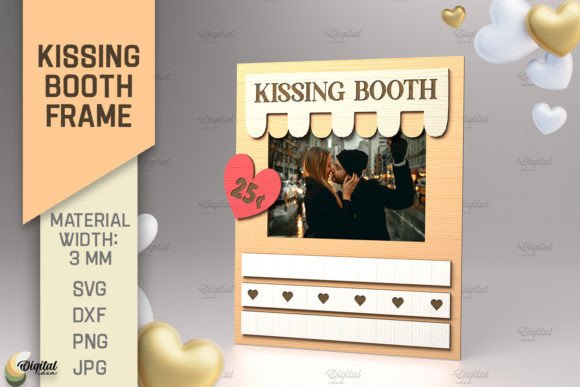 Kissing Booth Frame SVG. 3D Frame Laser Graphic 3D SVG By Digital Idea