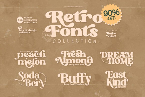 Retro Fonts Collection Serif-Schriftarten Schriftart Von Taboja Studio