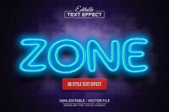 Zone Blue Neon Text Effect Editable Graphic Add-ons By aglonemadesign