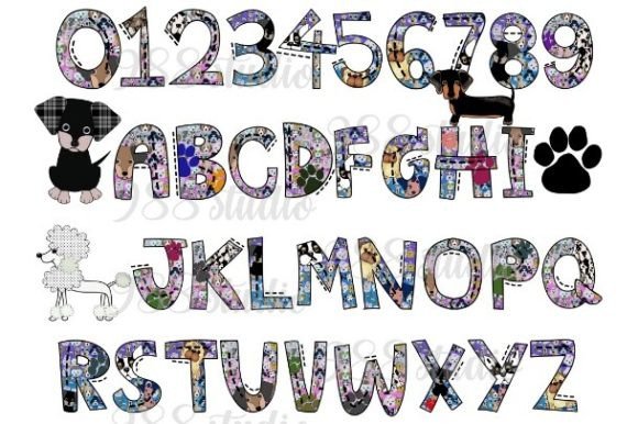 Dog Fonts Clip Art Animal Alphabet Png Graphic Illustrations By 988 studio Jay