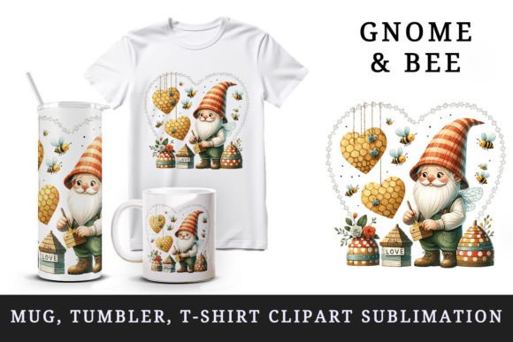 Gnome & Bees Tumbler Mug Wrap Clipart Graphic Crafts By Tati Design