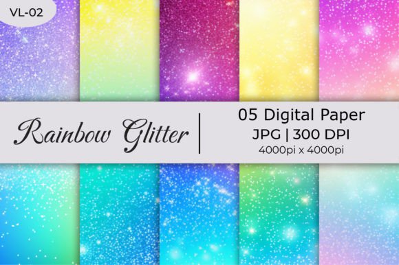 Gradient Rainbow Glitter Paper Graphic Backgrounds By mirazooze