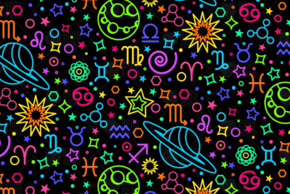 Neon Zodiac Seamless Pattern Graphic Patterns By barsrsind