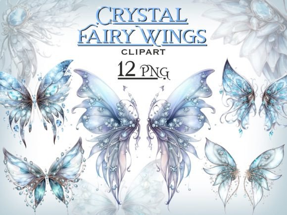 Crystal Fairy Wings PNG Bundle Graphic Illustrations By FantasyDreamWorld