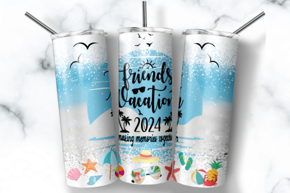 Friends Vacation PNG Tumbler Sublimation Graphic Print Templates By AppearanceCraft