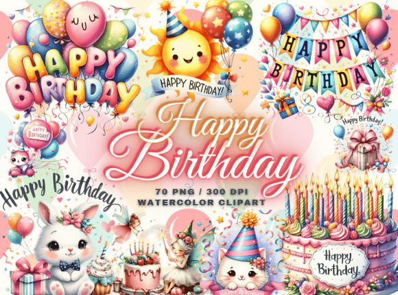 Happy Birthday Clipart - Birthday PNG Graphic Illustrations By Artistic Revolution