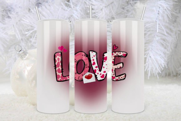 Love Valentines Heart Tumbler Wrap Gráfico Manualidades Por peangra