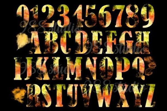 Orange Yellow Fonts Png Smoke Alphabet Graphic Illustrations By 988 studio Jay