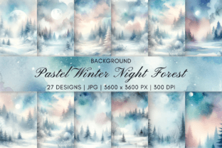 Pastel Winter Night Forest Background Illustration Fonds d'Écran Par Artistic Wisdom 1