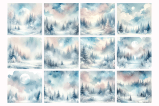Pastel Winter Night Forest Background Illustration Fonds d'Écran Par Artistic Wisdom 3