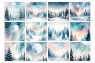 Pastel Winter Night Forest Background Illustration Fonds d'Écran Par Artistic Wisdom 4