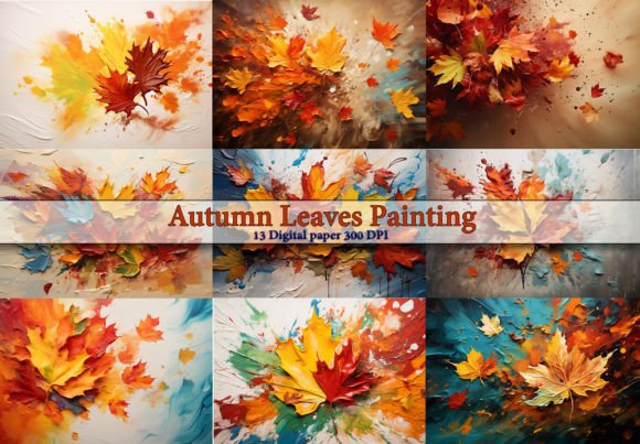 Autumn Leaves Painting Graphic AI Generated By Design Station