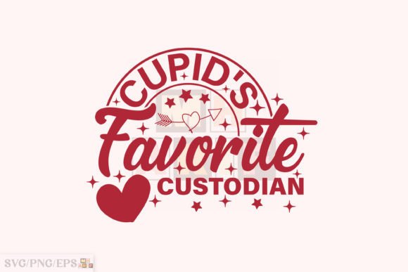 Cupid's Favorite Custodian Valentine SVG Illustration Designs de T-shirts Par mh_arif