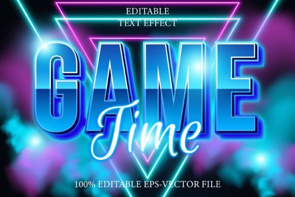 Game Time Editable Text Effect 3D Neon Graphic Layer Styles By graphhasby10