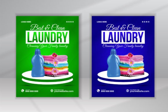 Laundry Service Poster and Flyer Design Graphic Print Templates By VMSIT