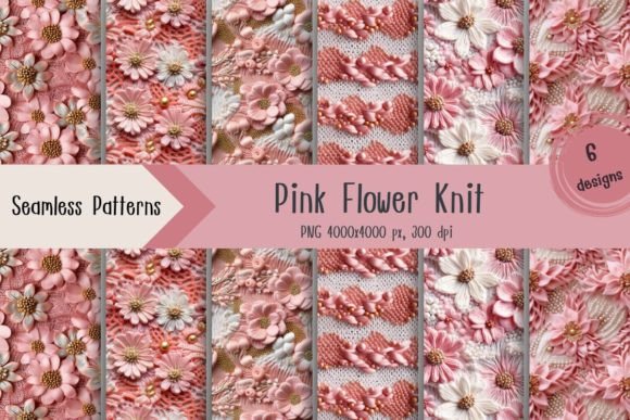 Pink Flower Knit Seamless Pattern Graphic AI Patterns By PannArtz Design