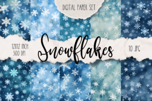 Snowflakes Digital Paper Pack Graphic Patterns By Cheerful Apple Studio 1