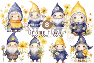 Starry Night Flower Gnomes Set Illustration Illustrations Imprimables Par kennocha748 1