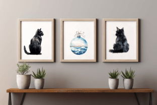 Watercolor Black Cat Clipart Sublimation Graphic Illustrations By CreativeDesign 3