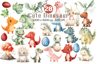 Watercolor Dinosaurs Graphic Illustrations By kennocha748 1