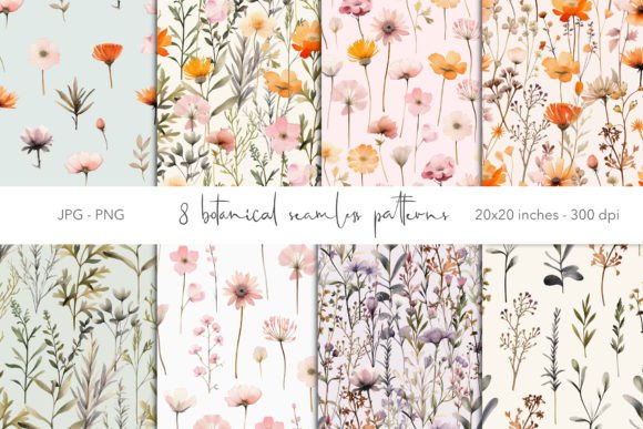 Tiny Wildflowers Seamless Patterns Graphic Patterns By Marie Dricot