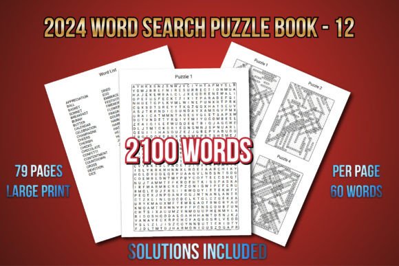2024 Word Search Puzzle Book 12 Grafik KDP-Interieurs Von royalerink