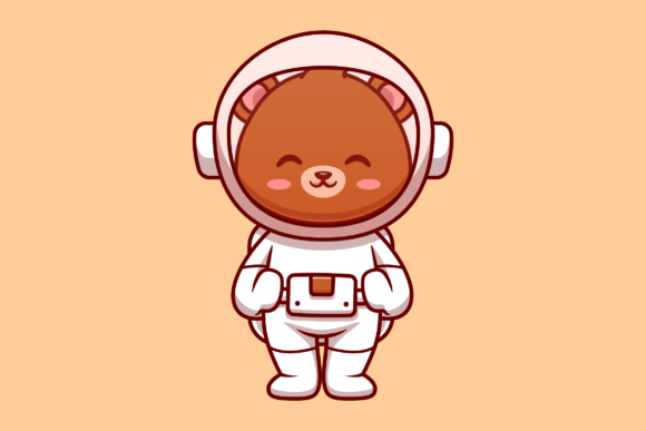 Astronaut Bear Astronaut Cartoon Gráfico Ilustraciones Imprimibles Por catalyststuff