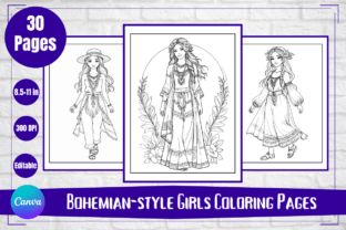 Bohemian-style Girls Coloring Pages Graphic AI Coloring Pages By Hamees Store 1