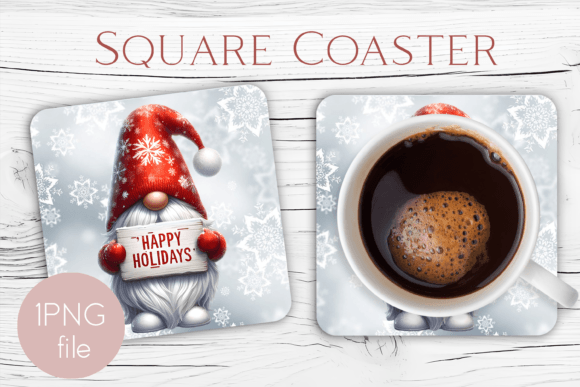 Christmas Gnome Square Coaster Cup Graphic Objects By FlamingoArt