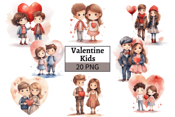 Cute Valentines Children Couple Graphics Graphic Illustrations By MashMashStickers