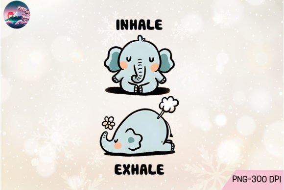 Inhale Exhale Elephant Yoga Art Grafik Plotterdateien Von Cherry Blossom