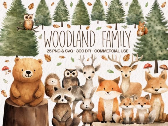 Woodland Animals Clipart Bundle Gráfico Ilustraciones IA Por ClipartcreationsDE