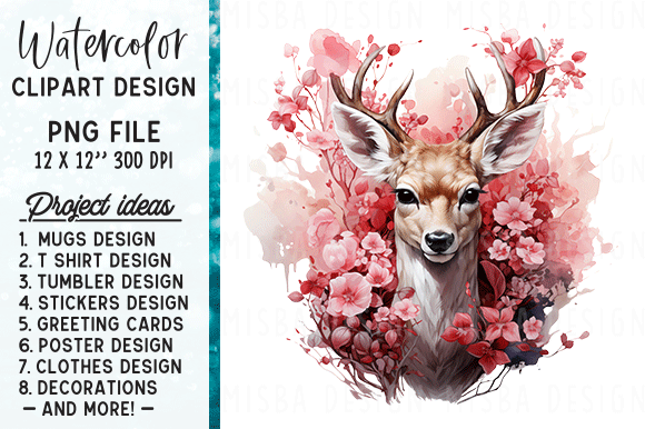 Pink Reindeer Clipart,reindeer Sublimati Grafica Illustrazioni Stampabili Di misba design