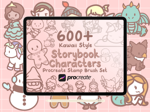 600+ Storybook Character Stamp Brushes Grafik Pinsel Von HalieKStudio