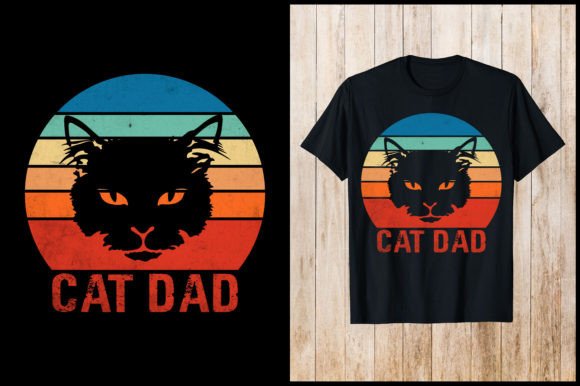 Cat Dad Vintage Retro T-Shirt Graphic T-shirt Designs By nxmnadim