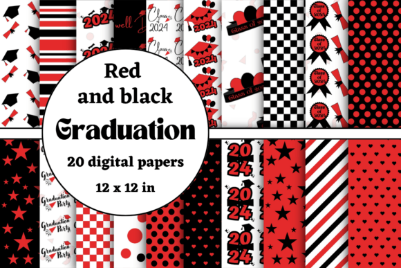 Red and Black Graduation 2024 Papers Graphic Patterns By lam designs